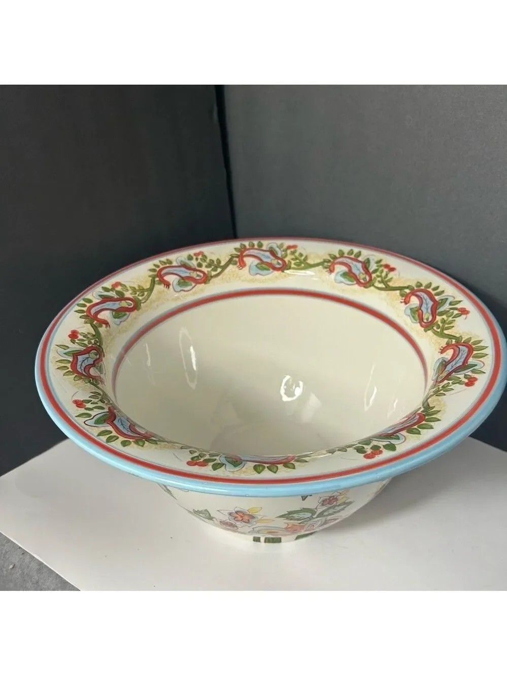 Pottery Barn Sausalito Paisley Serving Bowl Huge 14” Round 7” High Ceramic